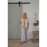 Agile Wide Leg Pant in Latte Linen Stripe