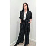 Agile Wide Leg Pant in Black with White Stripe