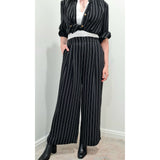 Agile Wide Leg Pant in Black with White Stripe
