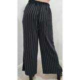 Agile Wide Leg Pant in Black with White Stripe
