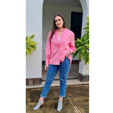Adelaide Long Sleeve Shirt in Candy Pink Cotton