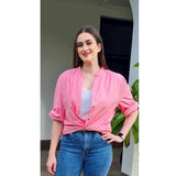 Adelaide Long Sleeve Shirt in Candy Pink Cotton