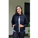 Token Stretch Faux Suede Black Jacket