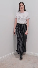 Agile Wide Leg Pant in Black with White Stripe