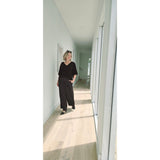 Agile Wide Leg Pant in Black with White Stripe