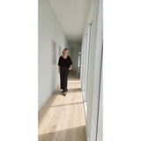 Agile Wide Leg Pant in Black with White Stripe