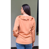 Alert Long Sleeve Blouse in Dark Peach