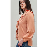 Alert Long Sleeve Blouse in Dark Peach