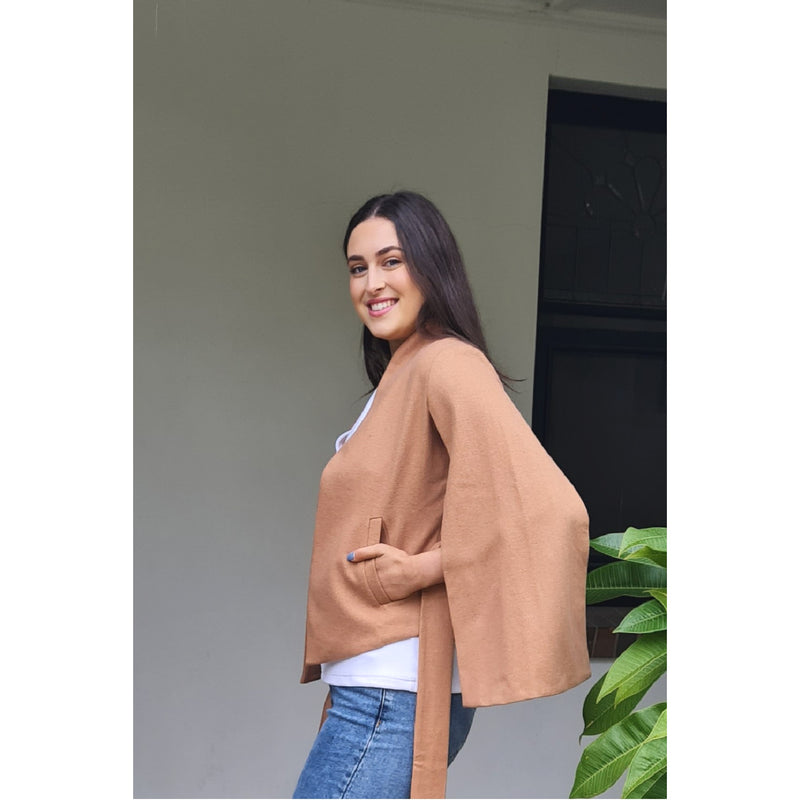 Astound Cape Sleeve Jacket in Camel PRE ORDER
