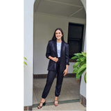 True Blazer Tuxedo Style Jacket in Shimmery Nightowl Black