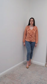 Alert Long Sleeve Blouse in Dark Peach