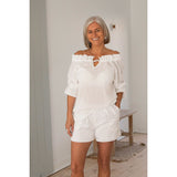 Tripoli 3/4 Sleeve Cotton Blouse in White