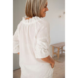 Tripoli 3/4 Sleeve Cotton Blouse in White