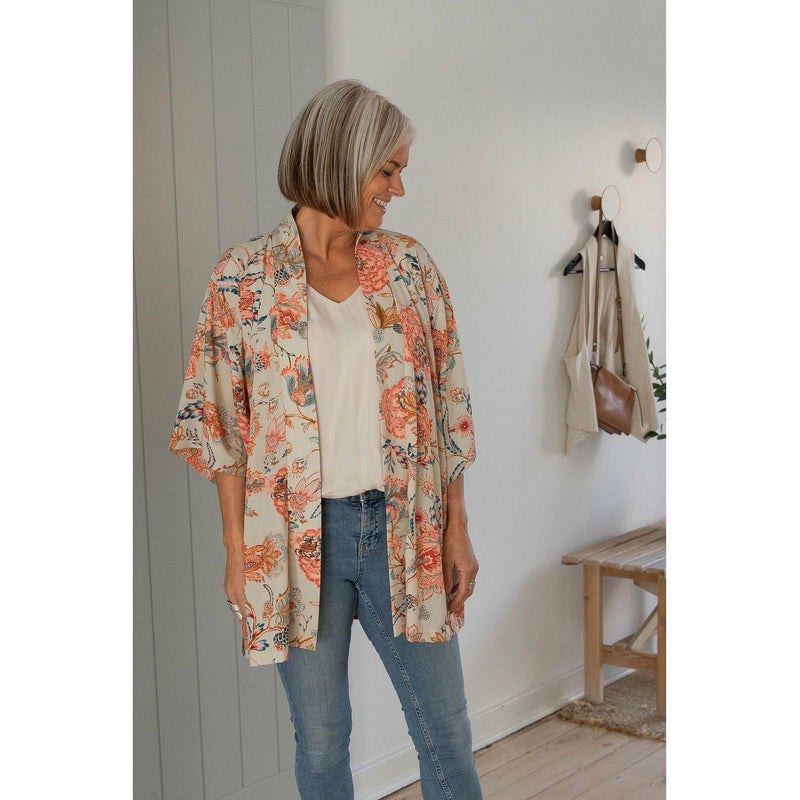 Tribeca Kimono Jacket in Antique Rose Print