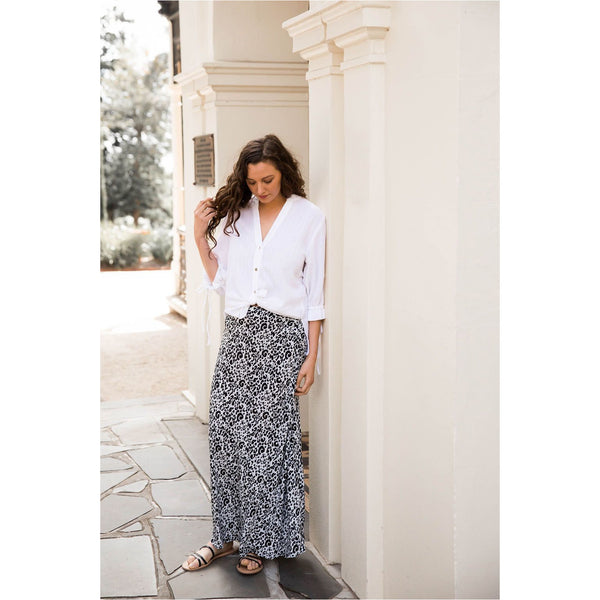 Trick Maxi Skirt in Grey Leopard