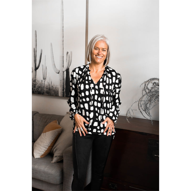 Astor Tie Neck Blouse Long Sleeve