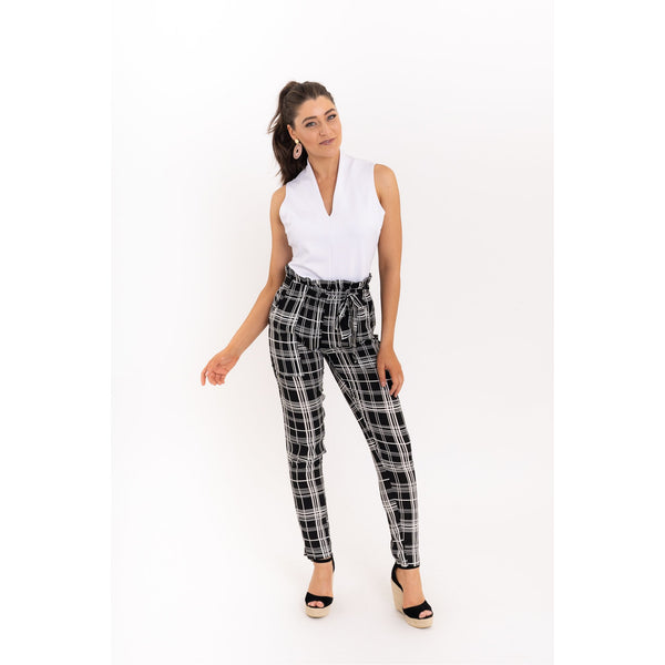 Trace Tapered Leg Pant in Black Check